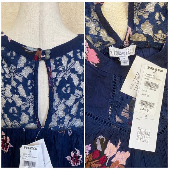 Patrons of Peace Lace Boho Floral Sleeveless Dress - S NWT‎ - Picture 6 of 9
